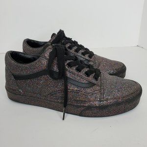 VANS Authentic Rainbow Glitter Black Sparkle Low Top Skate Shoes W 7.5/M 6